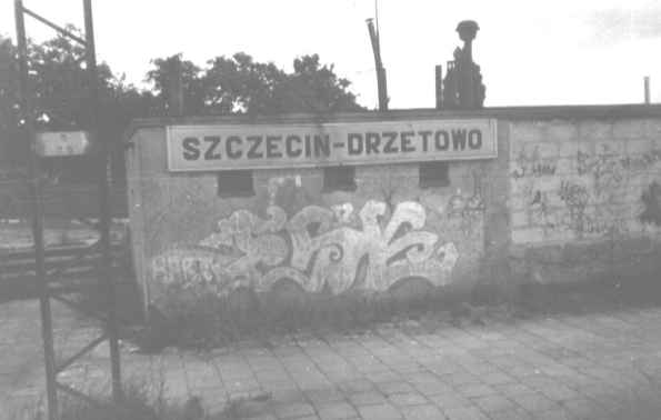 fot. Romek Pytel 
Peron z budynkiem towarzyszącym. Widok w kierunku wschodnim; lewo Police, w prawo Szczecin Niebuszewo. Obraz