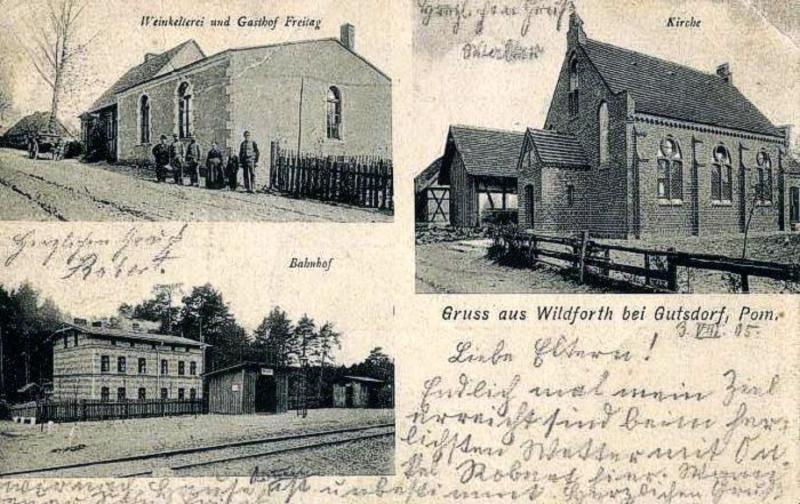 fot. nieznany 
Stara pocztówka. Widok na przystanek. Obraz