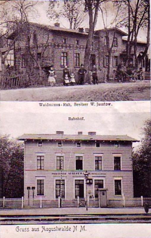 fot. nieznany 
W dolnym polu budynek dworca od strony peronów; w lewo Krzyż, w prawo Choszczno/Stargard. Stara pocztówka. Obraz