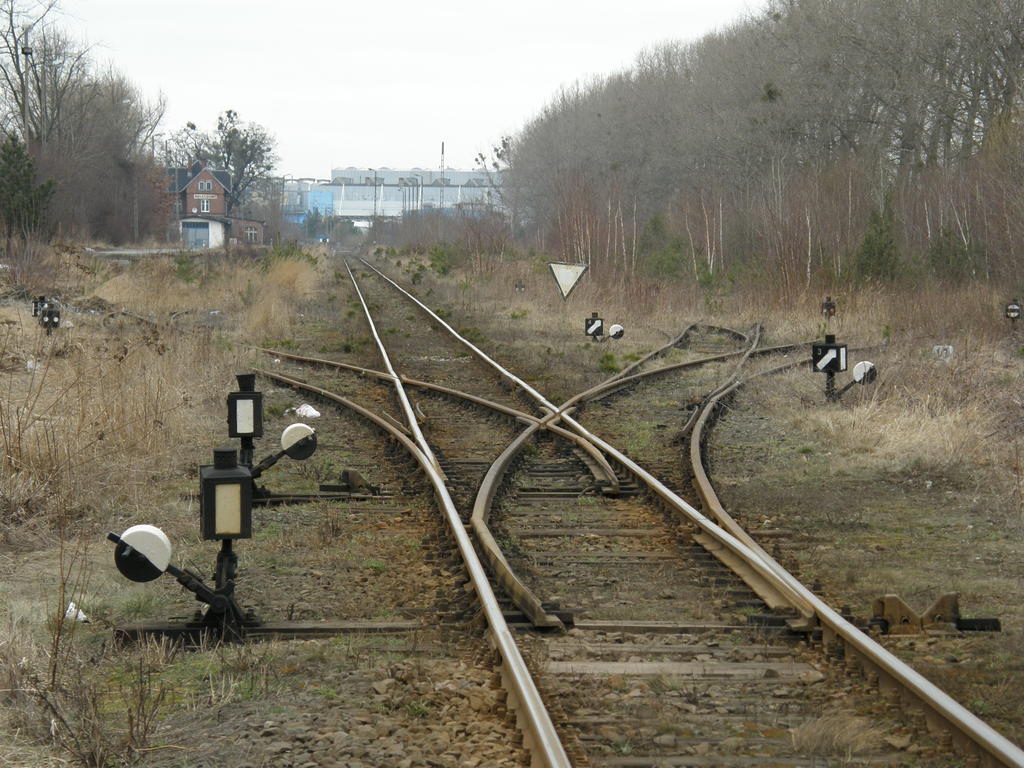 fot. Przemysław Więcek 
Południowa głowica rozjazdowa; wyjazd na Poznań. Widok w stronę Sławy Wlkp./Wągrowca. 13,5 km. Obraz