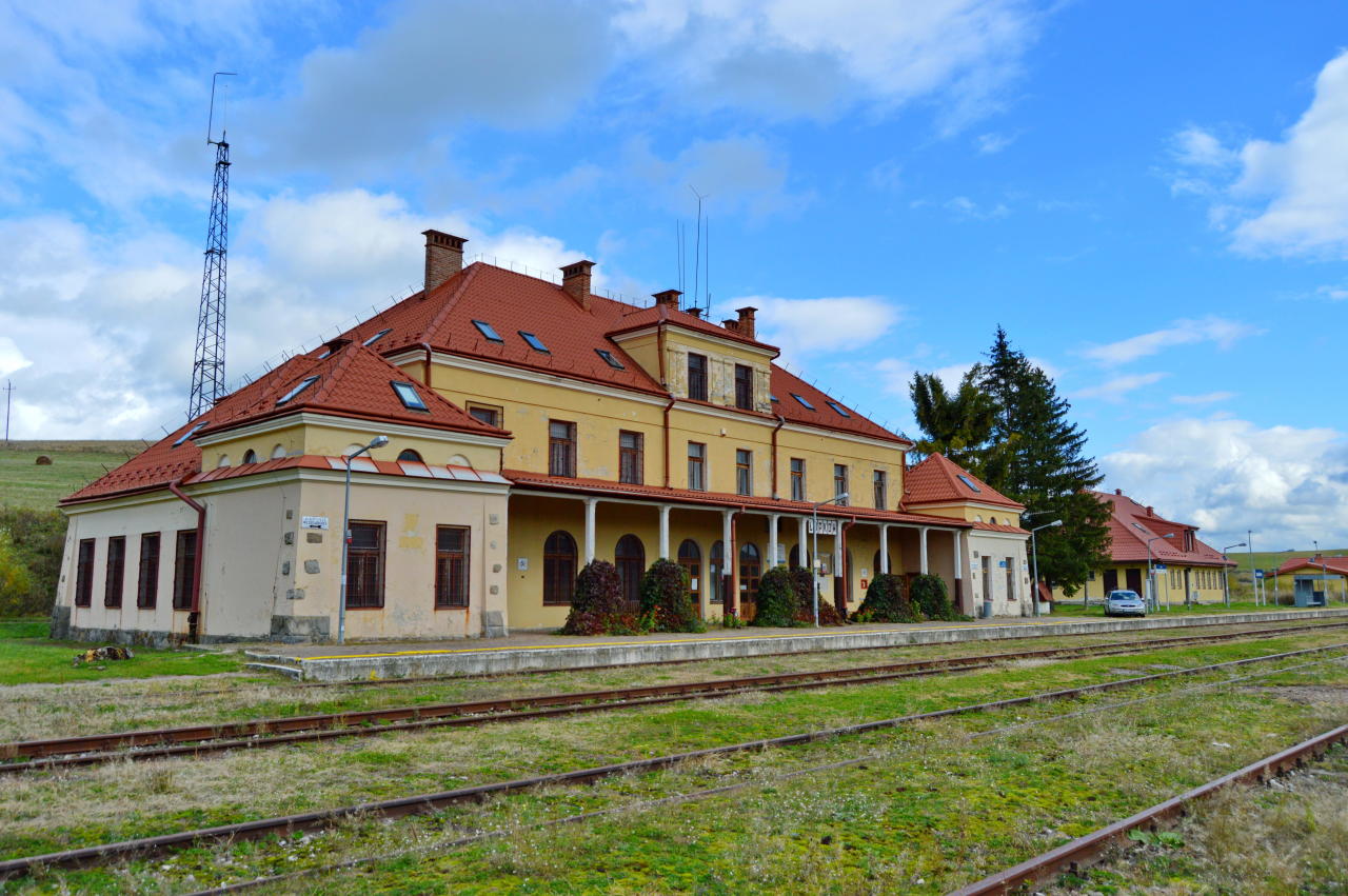 fot. Tomasz 
Łupków, budynek dworca od strony torów. W prawo Zagórz, w lewo Przełęcz Łupkowska/Medzilaborce. Obraz
