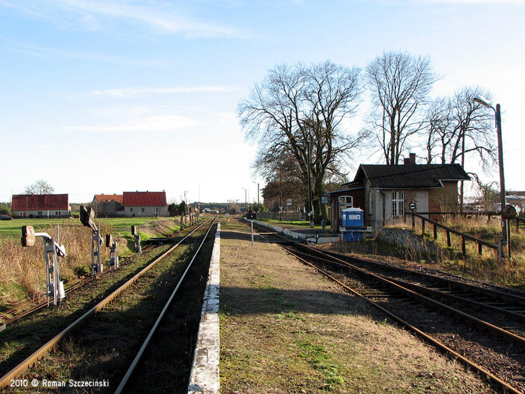 fot. Roman Szczeciński 
Widok na perony i budynek stacyjny/14.11.2010/. Obraz