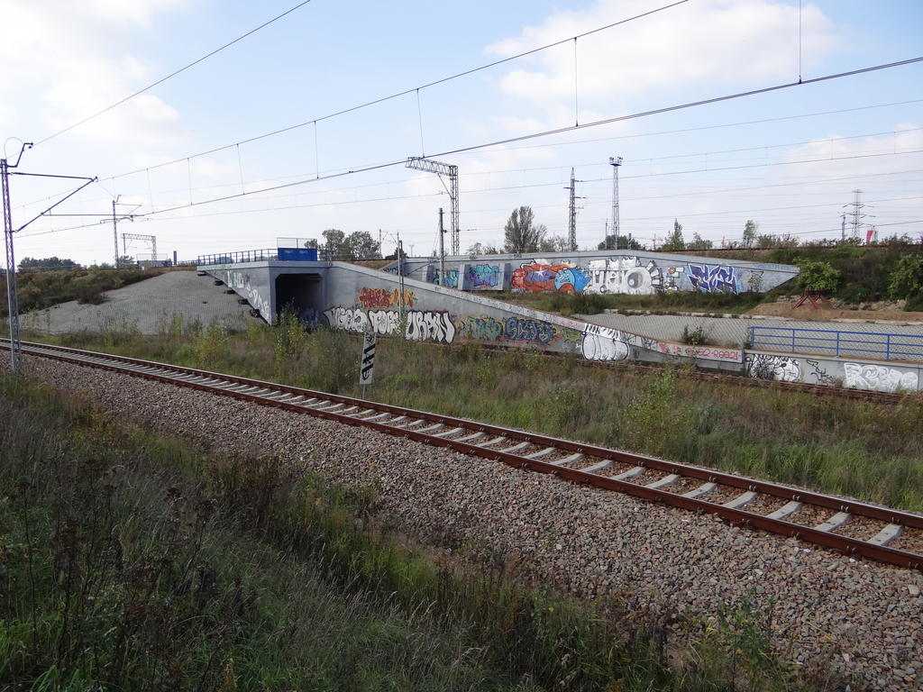 fot. Przemysław Więcek 
Wiadukt, którym przerzucony jest tor nr 1 linii podmiejskiej Warszawa Zachodnia - Warszawa Aleje Jerozolimskie. Na pierwszym planie tor nr 2 linii podmiejskiej Warszawa Zachodnia - Warszawa Aleje Jerozolimskie. W prawo Warszawa Zachodnia, w lewo Piaseczno, Pruszków i Sochaczew. 4,6 km. Obraz