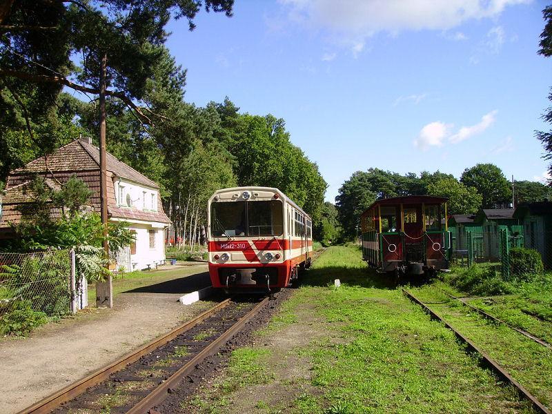 fot. Grzegorz Bębnik 
Miał być parowozik… Niestety, awaria, więc zamiast niego MBxd2. Obok na torze mijankowym wagon "letniak", przerobiony z węglarki. Widok w kierunku Trzebiatowa. Obraz