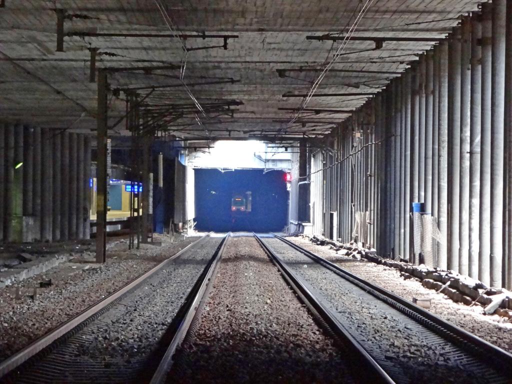 fot. Przemysław Więcek 
Po prawej poza kadrem stacja Warszawa Śródmieście WKD. W oddali po lewej stacja Warszawa Centralna. Widok w kierunku Warszawy Wschodniej. 0,4 km / 0,2 km. Obraz