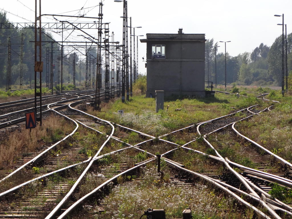 fot. Przemysław Więcek 
Zachodnia głowica rozjazdowa; wyjazd na Grodzisk Mazowiecki. Widoczna nastawnia wykonawcza PR1. Widok w kierunku Grodziska Mazowieckiego. 17,4 km. Obraz