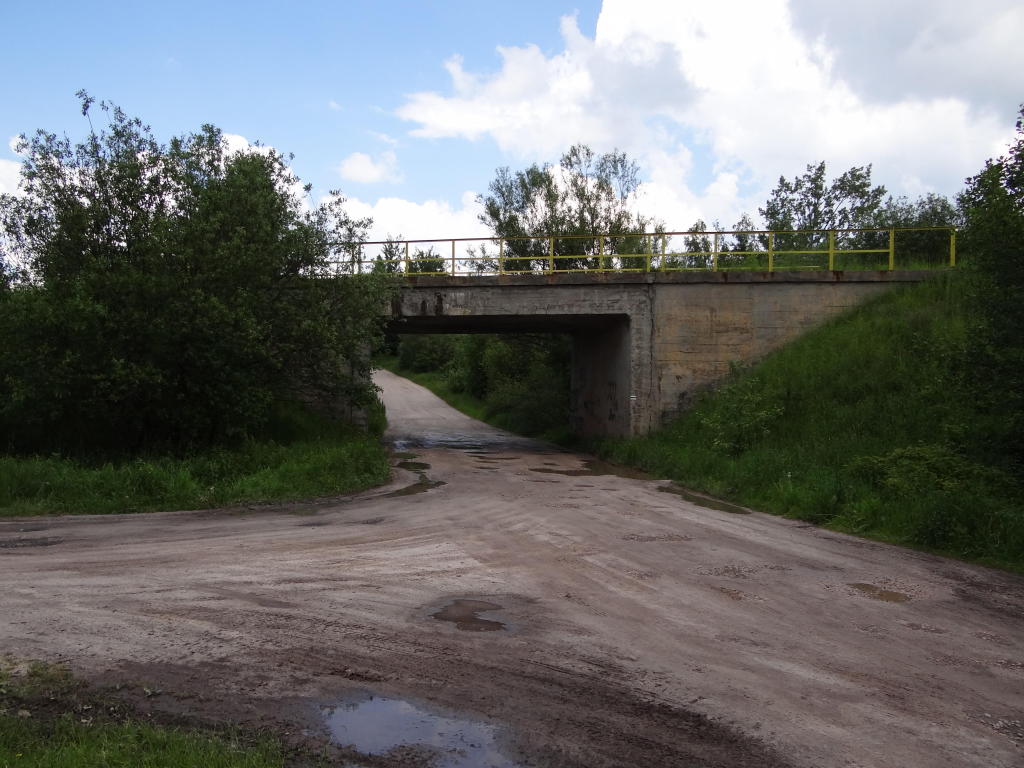 fot. Przemysław Więcek 
Wiadukt kolejowy w Zajamiu. W lewo stacja Łączna, w prawo zakład produkcji kruszywa. 2,1 km. Obraz