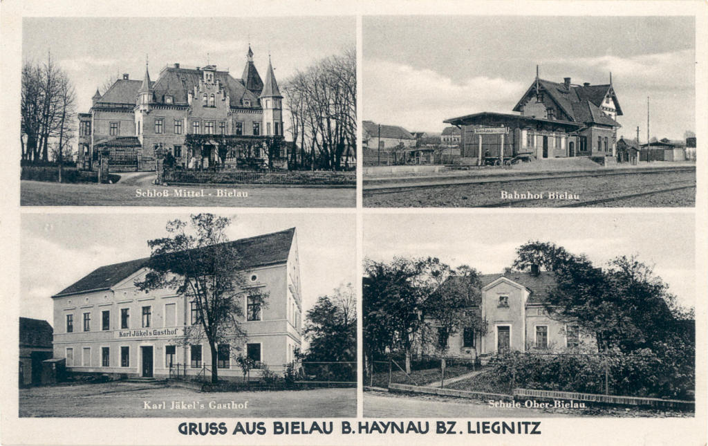fot. Nieznany 
Budynek dworca i magazyn towarowy od strony peronów i wjazdu z Chojnowa. Dawna pocztówka ze zbiorów Adama Pacześniaka. Obraz